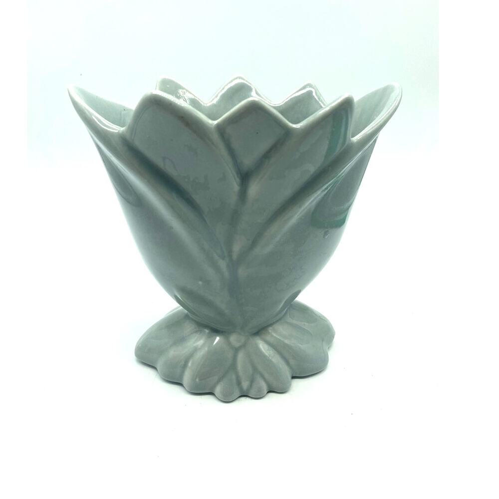 Haeger Pottery‎ light Gray Fan Tulip Vase1948 Vintage rare